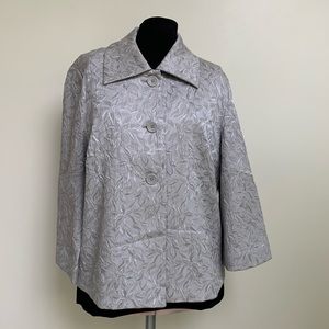 Croft & Barrow Silver Gray Floral Brocade Top